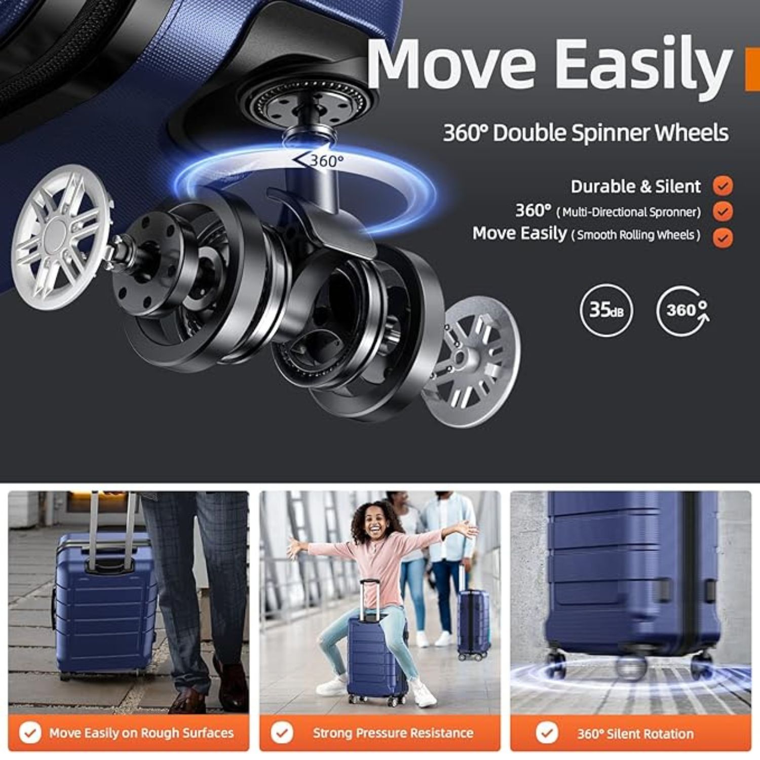 Hard Shell Luggage Sets (Blue 3 Bag Set): image 6